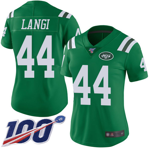 New York Jets Limited Green Women Harvey Langi Jersey NFL Football 44 100th Season Rush Vapor Untouchable